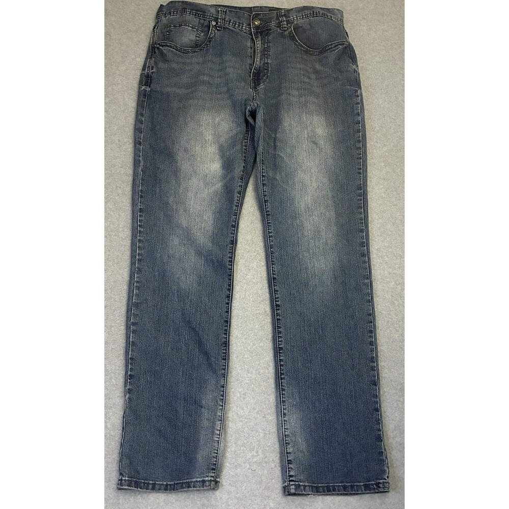 Axel Slim Straight Jeans Men’s 36x34 Blue Stretch Denim Faded Wash